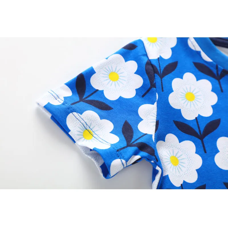 2018 милые платья принцессы с цветочным принтом для девочек хлопковые желтые