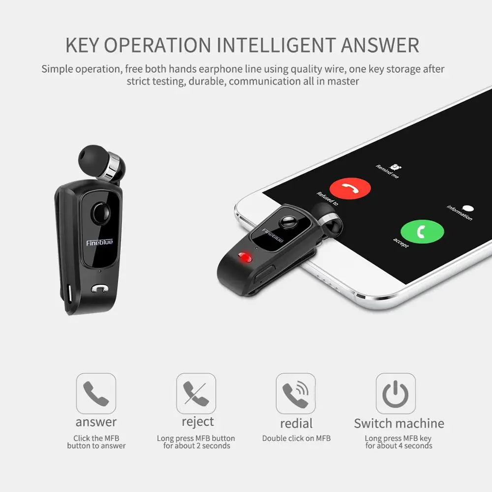 Беспроводная bluetooth гарнитура Auriculares телескопическая напоминающая о звонках