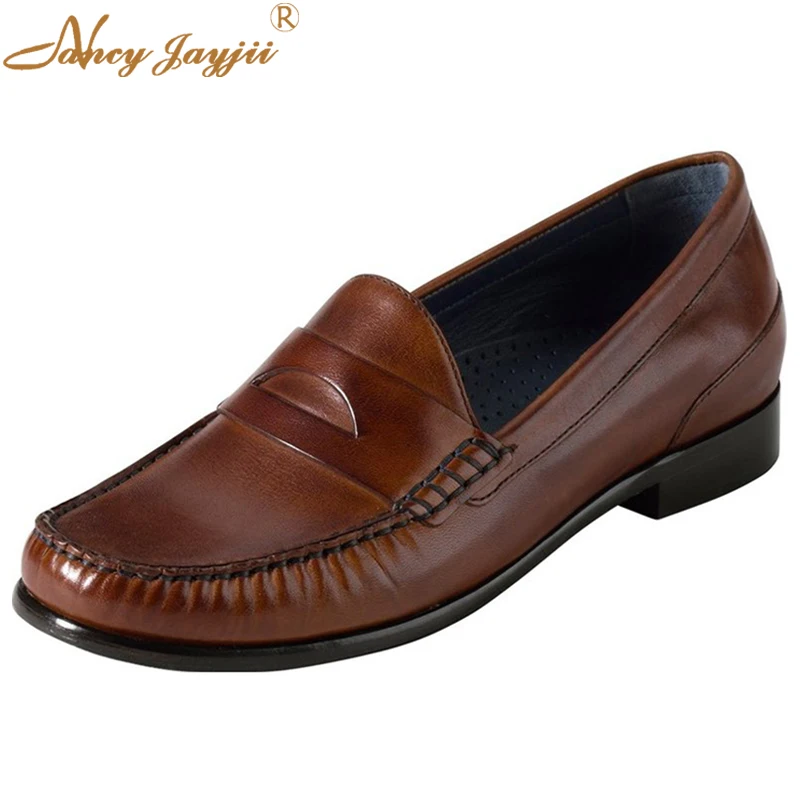 Роскошные 2021 коричневые Модные осенние лоферы из натуральной кожи женская обувь