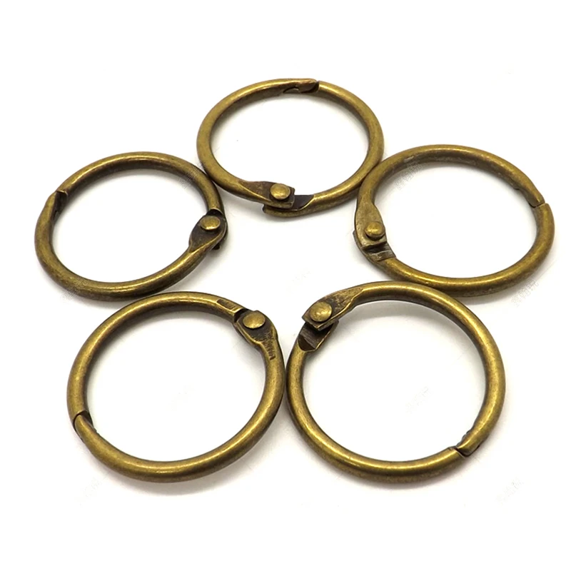 10Pcs 15-75mm Antique Brozen Loose Leaf Book Binder Hinged Rings Metal Book Rings For Album Scrapbook Office Circle Binding Ring