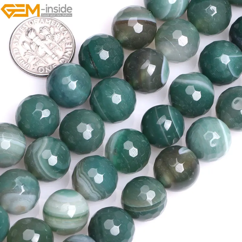 

Natural Faceted Banded Green Sardonyx Agates Loose Stone Beads For Jewelry Making 8-14mm 15inches DIY FreeShipping Wholesale Gem