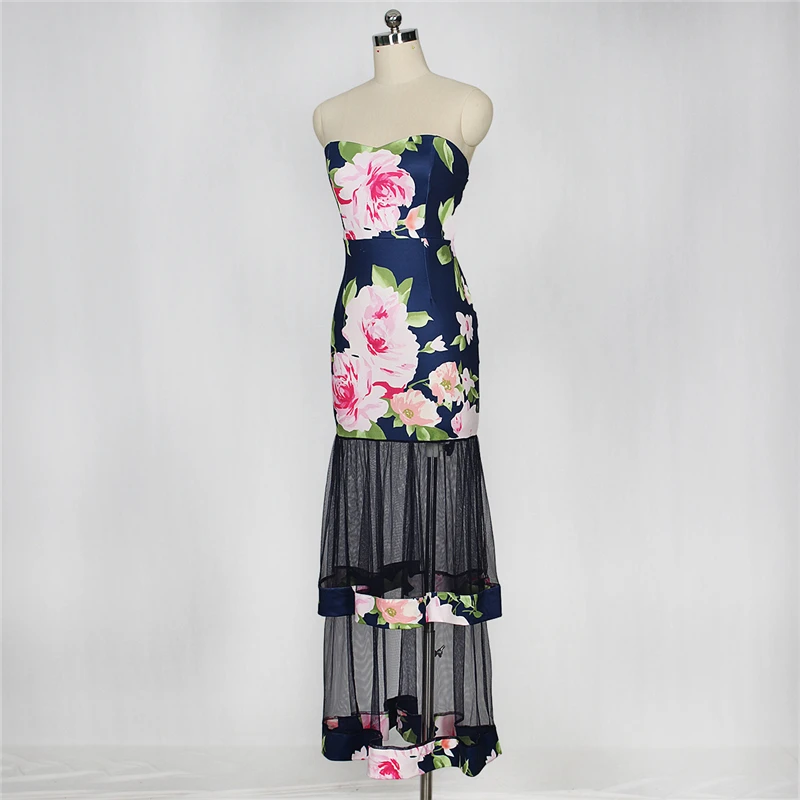 Женское платье Русалочка Adogirl Сетчатое облегающее с цветочным принтом без