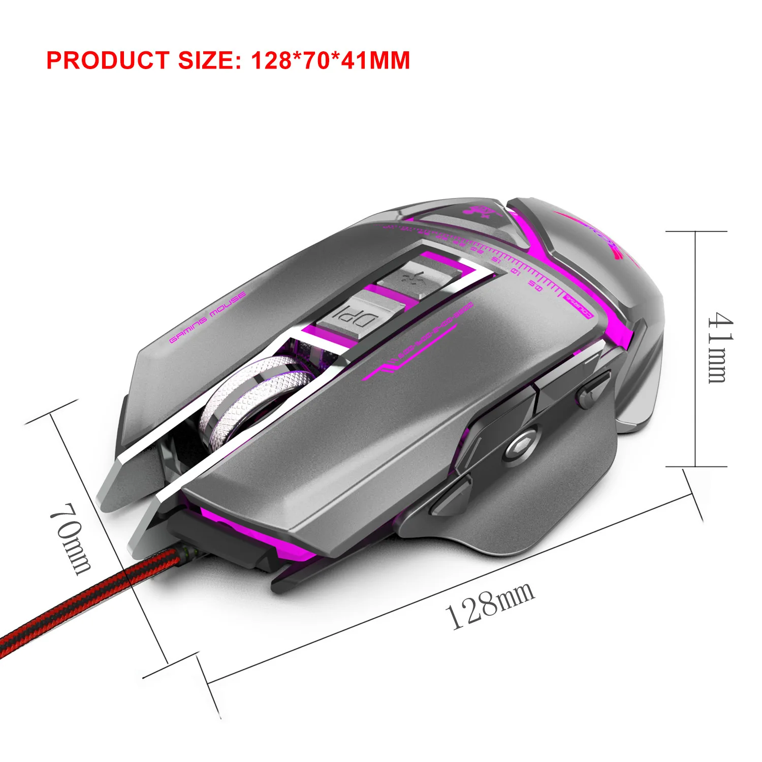 ZERODATE X400GY 11-key USB Проводная оптическая игровая мышь с светодиодный светильник 3200 dpi Регулируемый Вес для ПК ноутбук программируемый