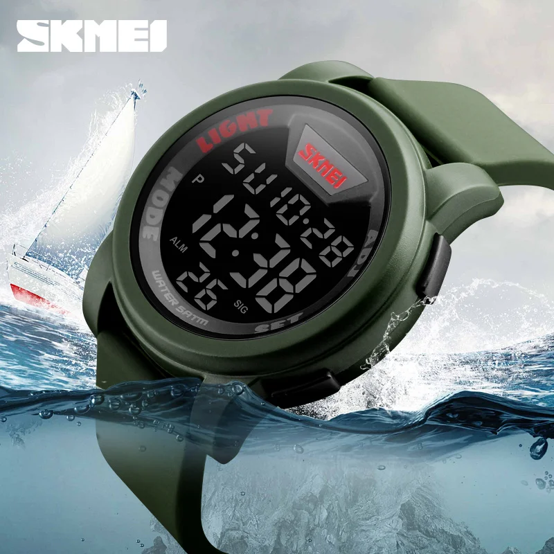 Новый бренд SKMEI мужские военные спортивные часы водонепроницаемые светодиодные