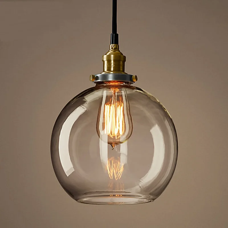 

Retro industry glass pendant lights Industrial study living room bedroom bar lamp loft single head decorations lighting lamps ZA