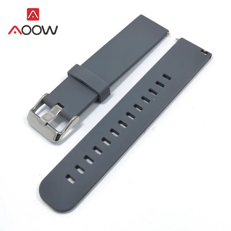 Gray 20 мм 22 мм силиконовый спортивный ремешок для samsung Galaxy huawei Amazfit быстросъемный сменный Браслет для умных часов - Цвет ремешка: Gray