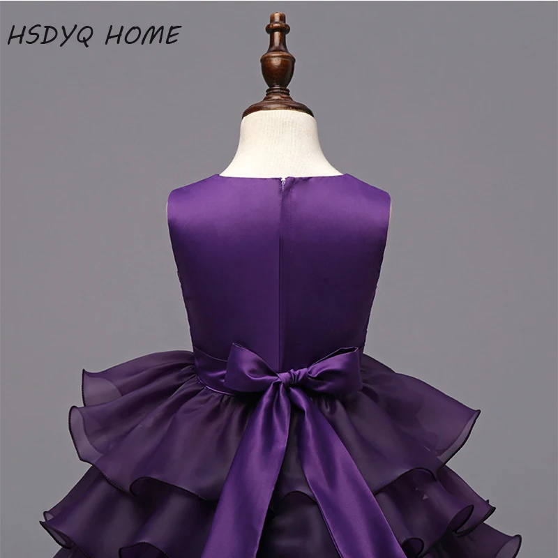 Новинка фиолетовые платья с цветочным узором для девочек детское бальное платье