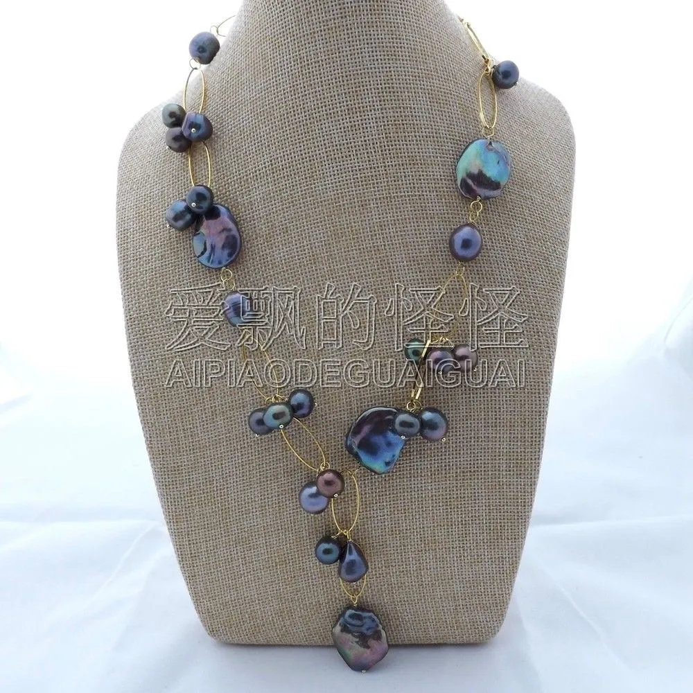 Женское Ожерелье с жемчугом 21 &quotBlack Keshi|Ожерелья подвеской| |