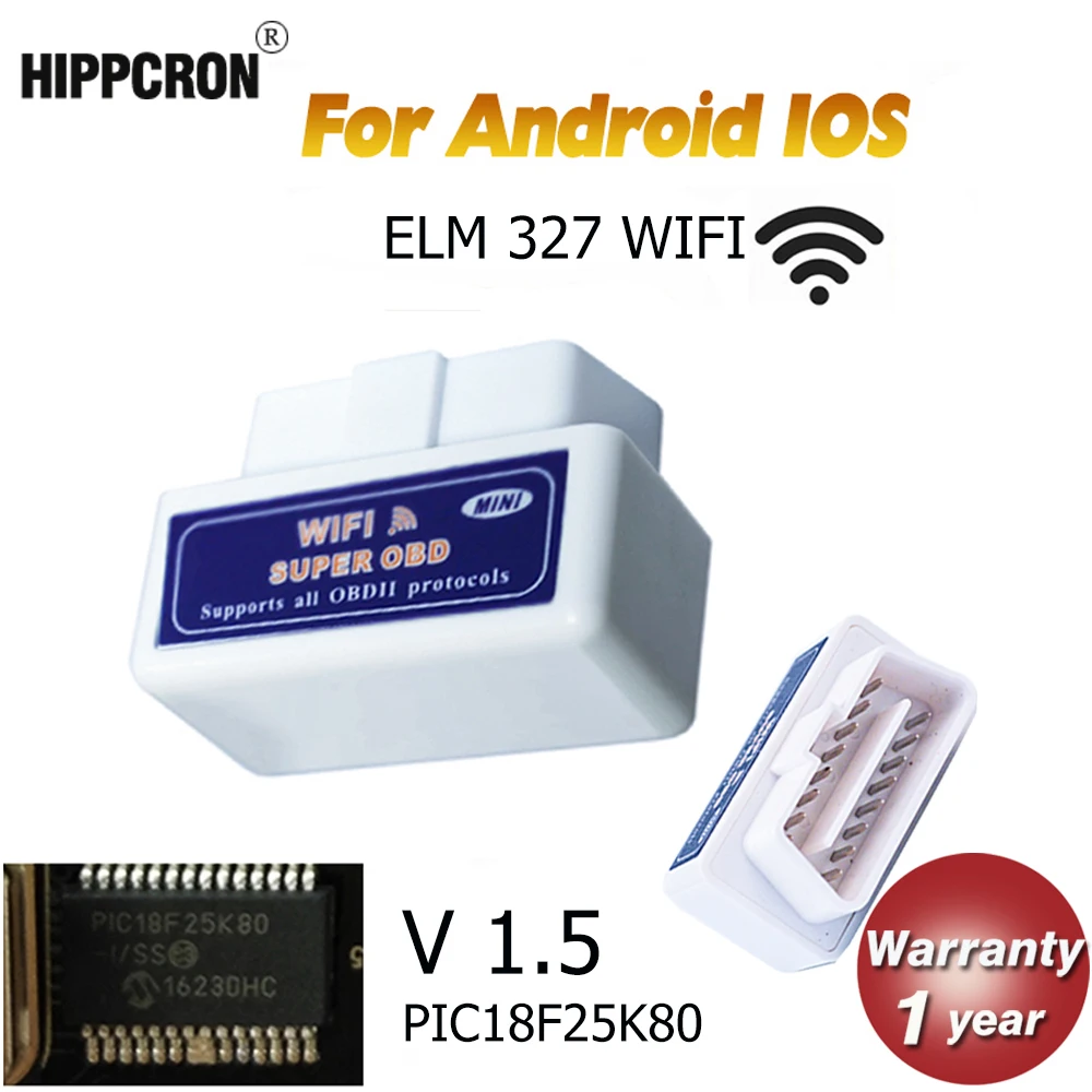 Бегемот OBD2/OBDII Bluetooth/WIFI MINI ELM327 V1.5 для IOS/Android автоматический диагностический сканер