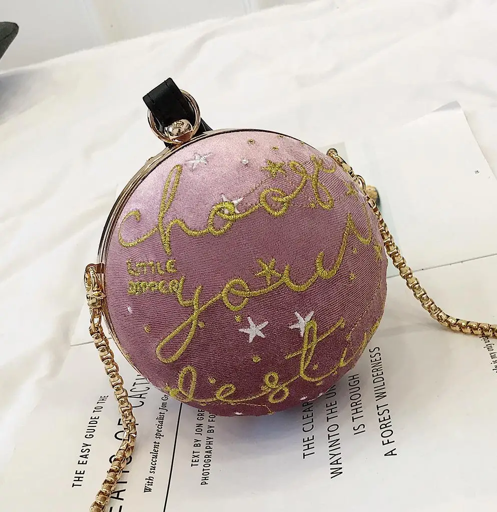 Роскошная модная синяя Вельветовая сумка на плечо в форме звезды, женская маленькая круглая велюровая сумка, индивидуальная женская сумочка - Цвет: Розовый