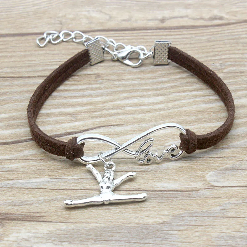HLLZH Multi-colored Antique Silver Girl do Yoga Pendant Charm Bracelets Handmade Weave Leather For Women Men Jewelry | Украшения и