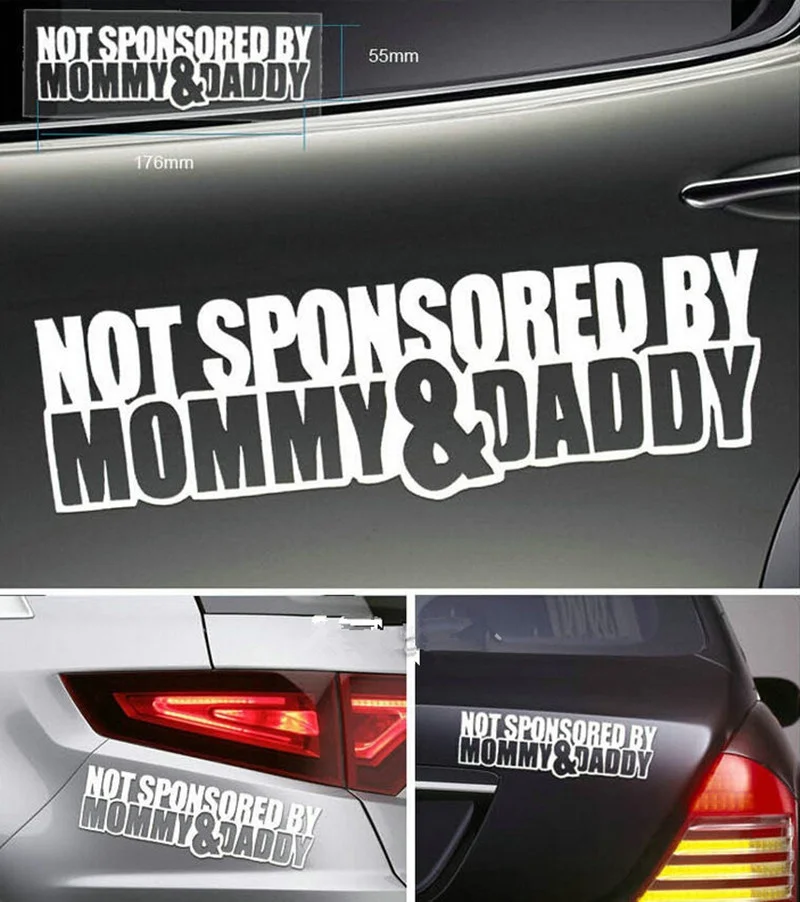 Не спонсируемая Mommy &amp Daddy забавная наклейка для автомобилей Наклейка на окна