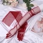 Перчатки по локоть для женщин тюлевые ультратонкие