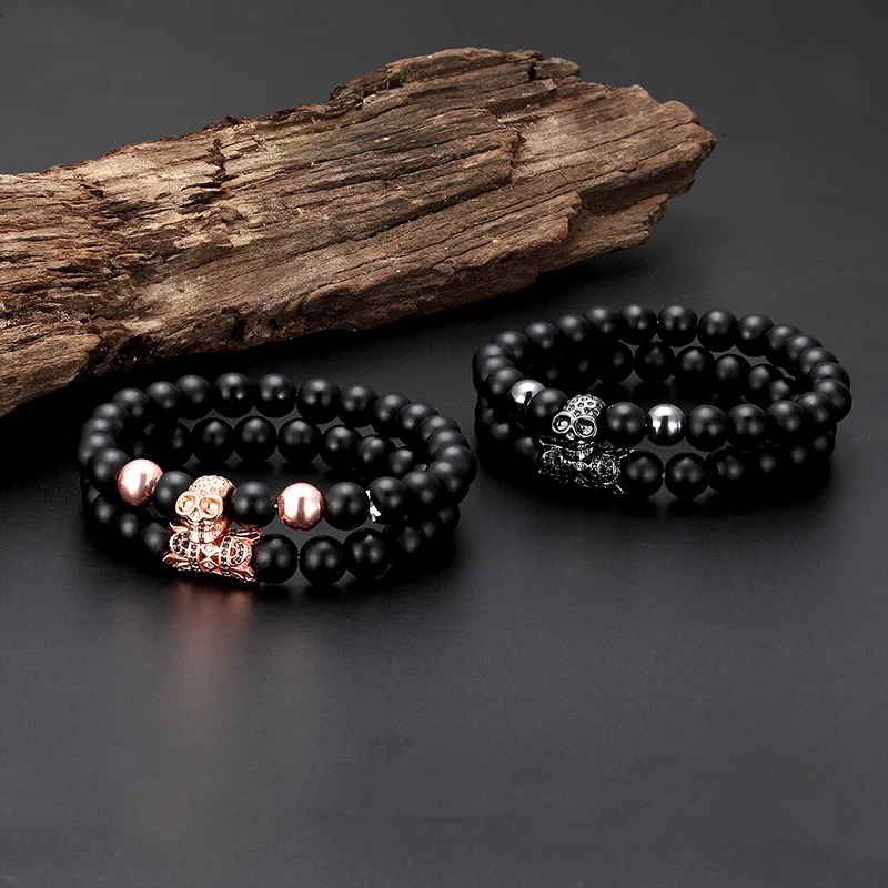 Комплект из 2 предметов высококачественный мужской браслет натурального камня