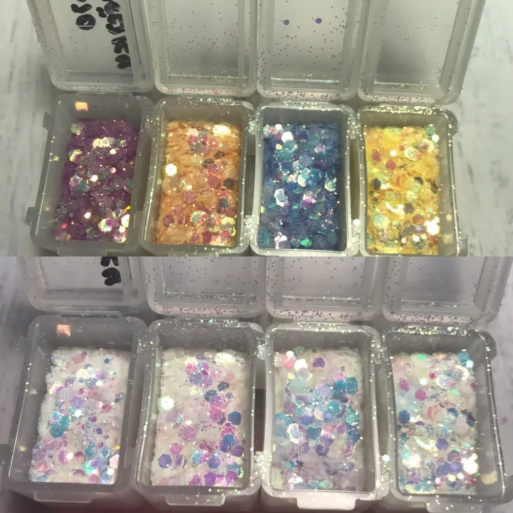 MAFANAILS, 8jar/набор, 3g, чувствительные Блестки для ногтей, блестящий светильник, фотохромные цвета, меняющие цвет, блестки для ногтей, 3D украшения для ногтей, хлопья