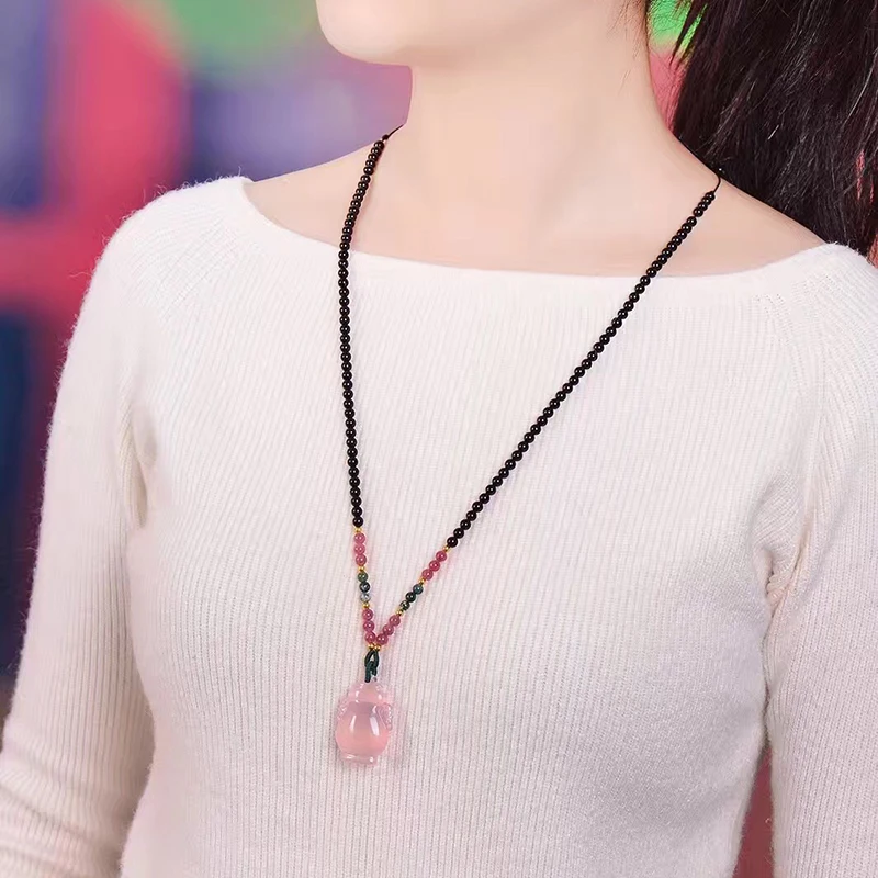 Оптовая продажа подвеска из розового натурального кристалла ручная резная в