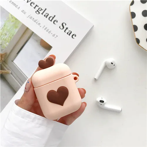 B Силиконовый чехол с милым сердечком для Apple Airpods, защитный чехол, Bluetooth, беспроводной чехол для наушников, чехол для зарядки - Цвет: B