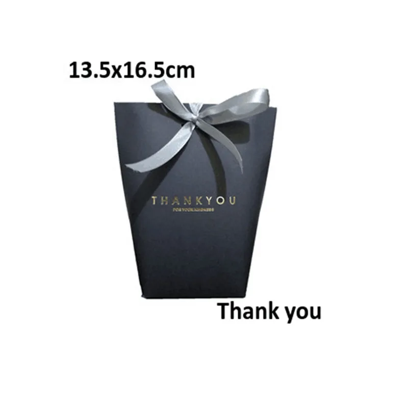 13.5x16.5cm thankyou 2/5/10/20/50 шт высококлассные черный, белый цвет бронзового цвета "," конфетная сумка "спасибо" коробка для свадебного подарка посылка День рождения пользу - Цвет: 13.5x16.5cm thankyou