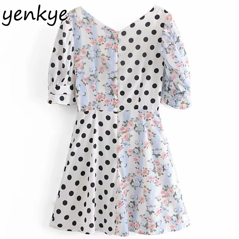 Модное женское летнее платье в стиле пэчворк с коротким рукавом сексуальное мини