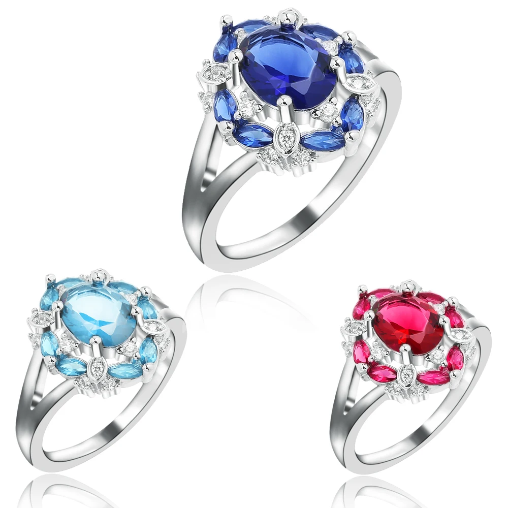 2018 кольцо женские вечерние светло-голубые драгоценные камни Кольцо