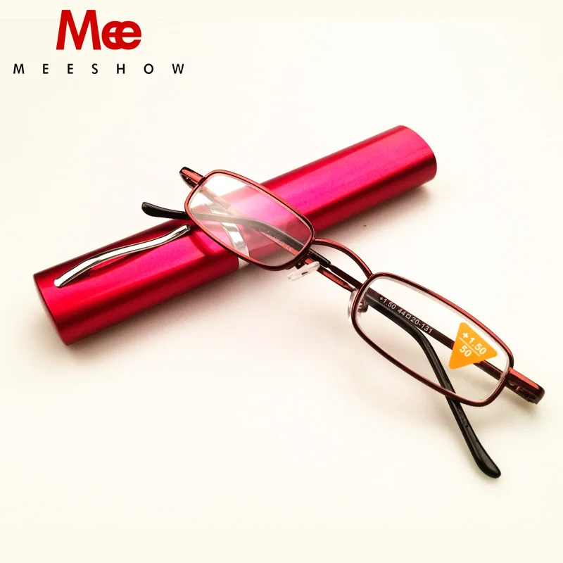 

Meeshow Pocket Compact Premium Reading Glasses With Aluminum Pen Holder Case Strength +1.0-3.5 Eye Glasses T0388