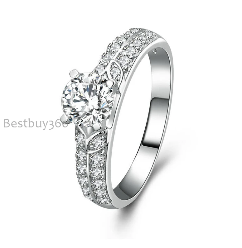 0.8ct 4 сохатый твердые серебряное кольцо искусственный принцесса sona алмаз