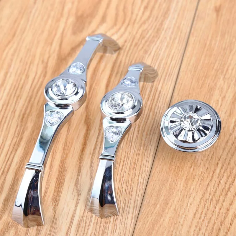 

3.75" 5" silver chrome modern fashion deluxe rhinestone furniture handles glass crystal dresser cabiner drawer handle knob 128mm