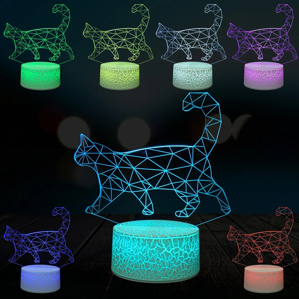 Трещинная Лавовая 3d лампа ночник в виде прогулочной кошки светодиодный USB