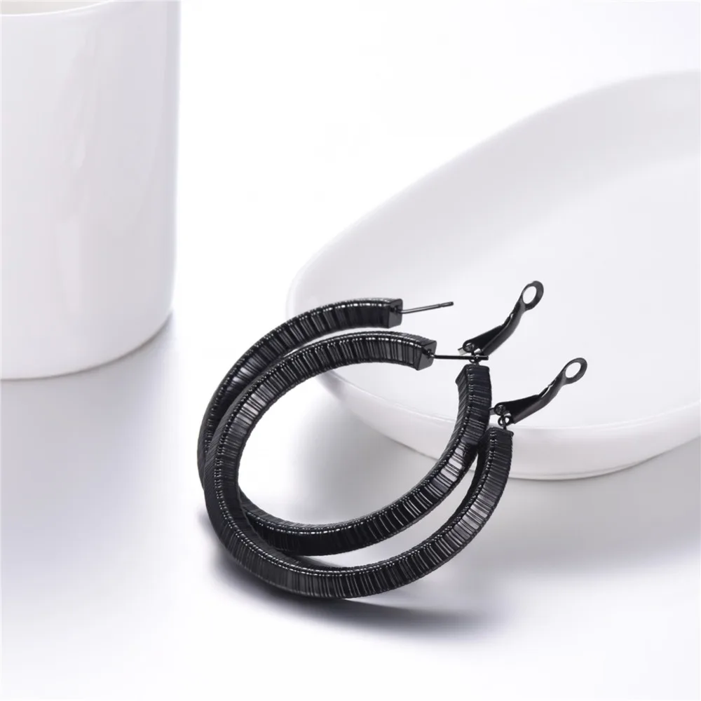 U7 Simple Earrings Round Circle 25mm / 40mm Three Color Trendy Design New Hoop Female Earring Jewelry Party Gift For Women E1014