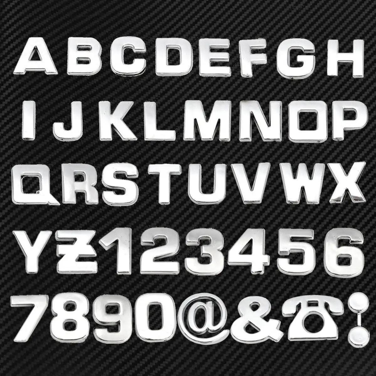 

40Pcs 3D DIY Chrome ABS Metallic Metal Alphabet Letter Number Stickers Car Emblem Letter Badge Symbol Decal Car Styling