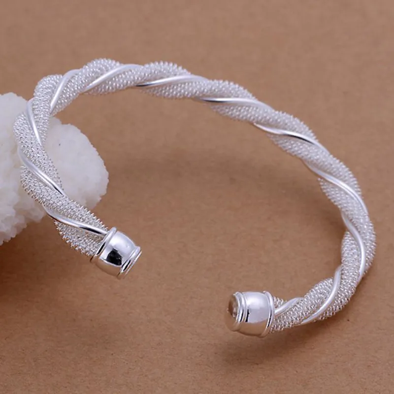 Серебряные модные ювелирные изделия 925 посеребренный браслет витой Серебристый