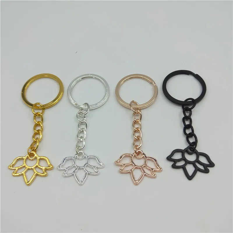 

Hot fashion Lotus Keychain Women Men Buddhist Elements Lotus Flower Key Chain Keyrings Jewelry Gift