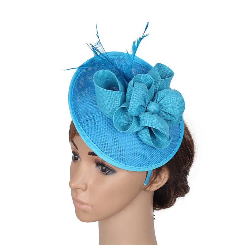 Blue JaneVini Chic дамы шляпа цвет: желтый, Белый Черный праздник чародей вечерние шляпа оголовье перо Свадебные Шапки и Fascinators головной убор - Цвет: Blue