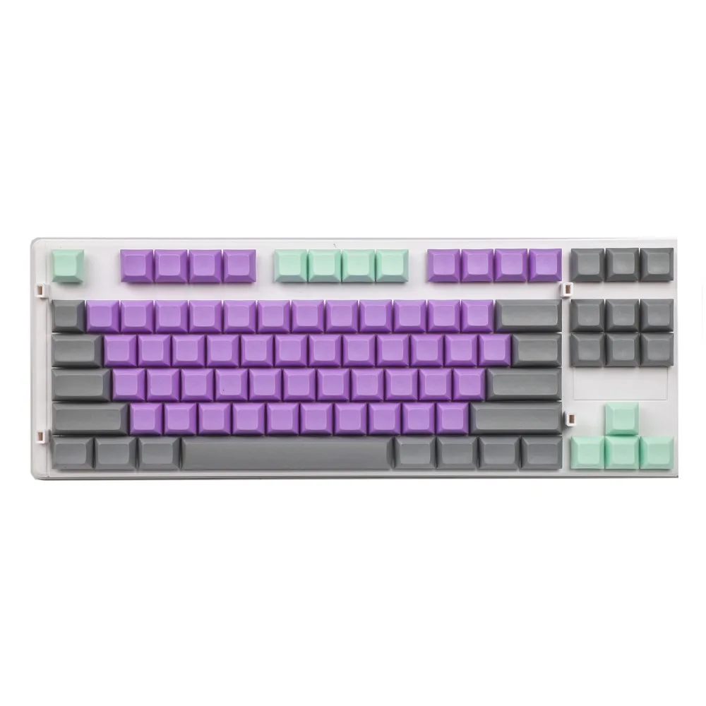 YMDK 87 DSA серый зеленый фиолетовый смешанный пустой PBT Keycap набор подходит для стандартной ANSI MX механическая клавиатура