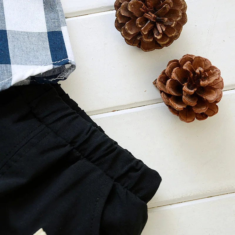 Модная детская одежда для мальчиков комплект летней одежды маленьких рубашка в