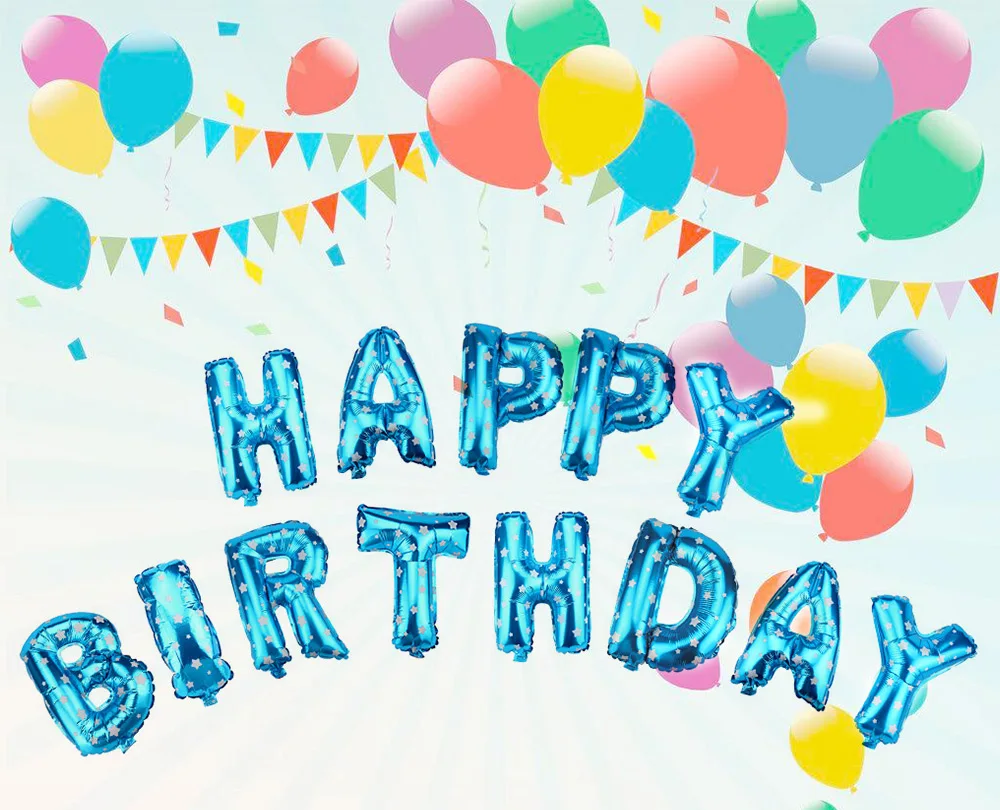 Happy День Рождения Украшения Буквы Алфавита Алюминий Фольга Шарики Мероприятия