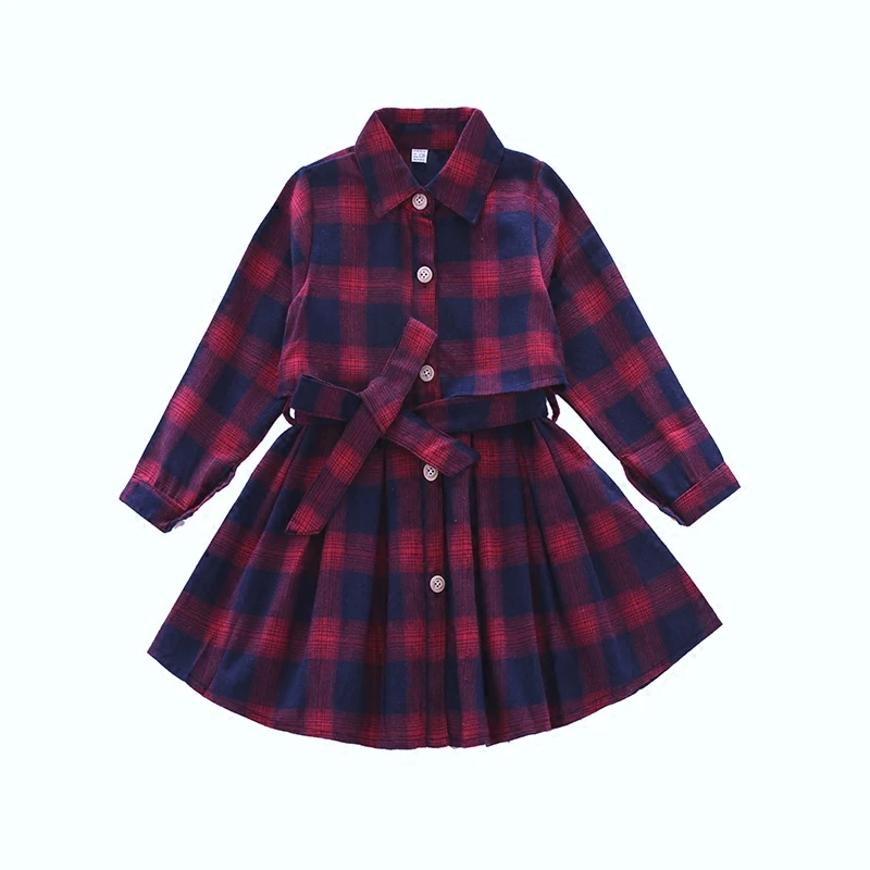 

Mother Daughter Dress Clothes Long Sleeve Family Matching Outfits Lattice Shirt Dresses Woman Girls Fashion Female Clothing