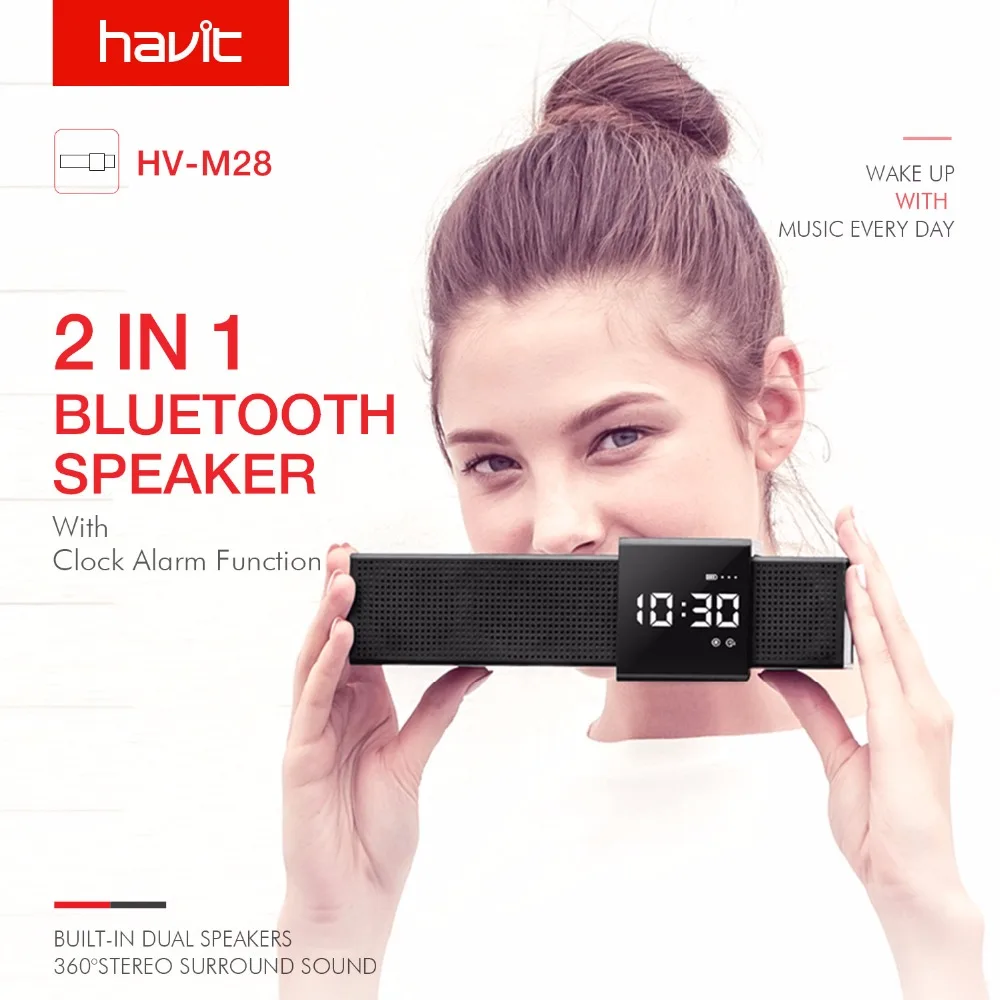 Портативный динамик HAVIT с Bluetooth светодиодный сабвуфер дисплеем времени