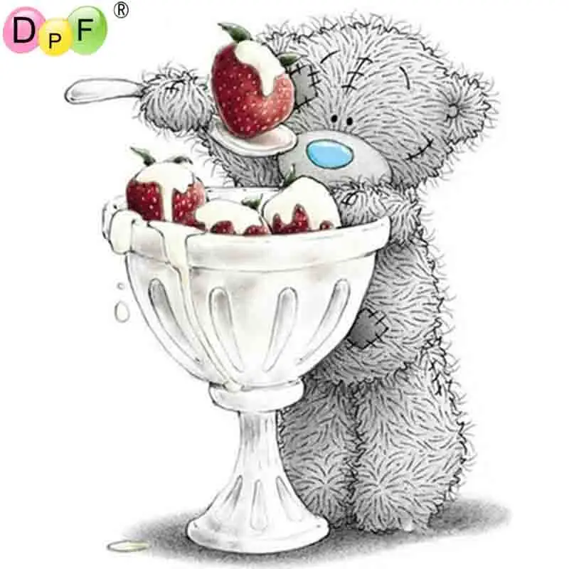 DPF diy Алмазная вышивка маленький медведь клубника алмазная картина крестиком