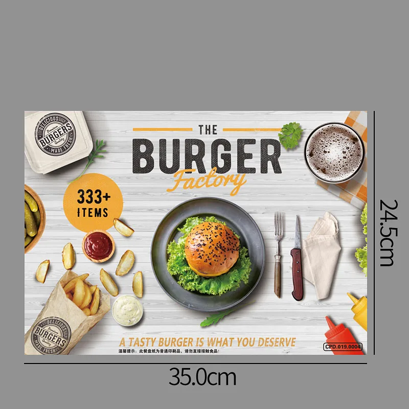 a2-white burger 100 шт 24,5x35 см Одноразовый бумажный поднос коврики коврик Восковая бумага для упаковки еды для ресторана хлеб индивидуальные поставщик - Цвет: a2-white burger