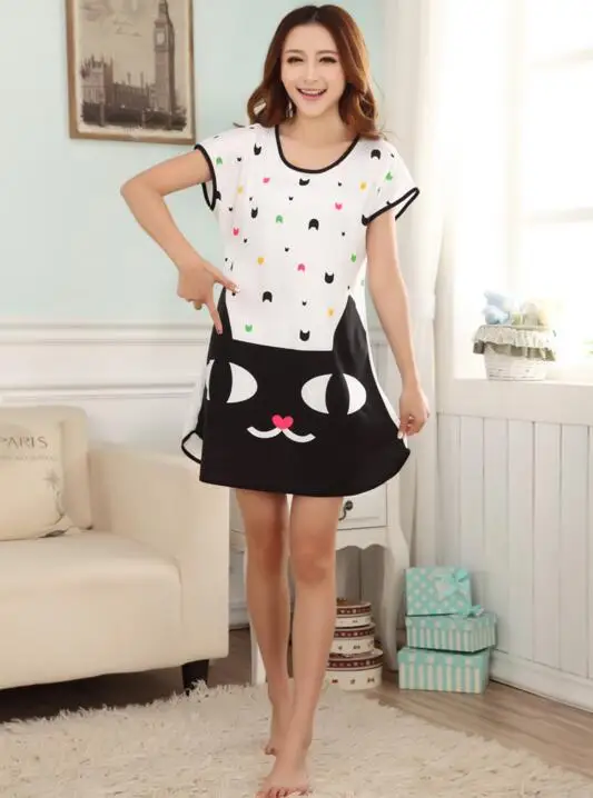 Новинка 2016 женские свободные ночные рубашки для сна одежда милое нижнее белье