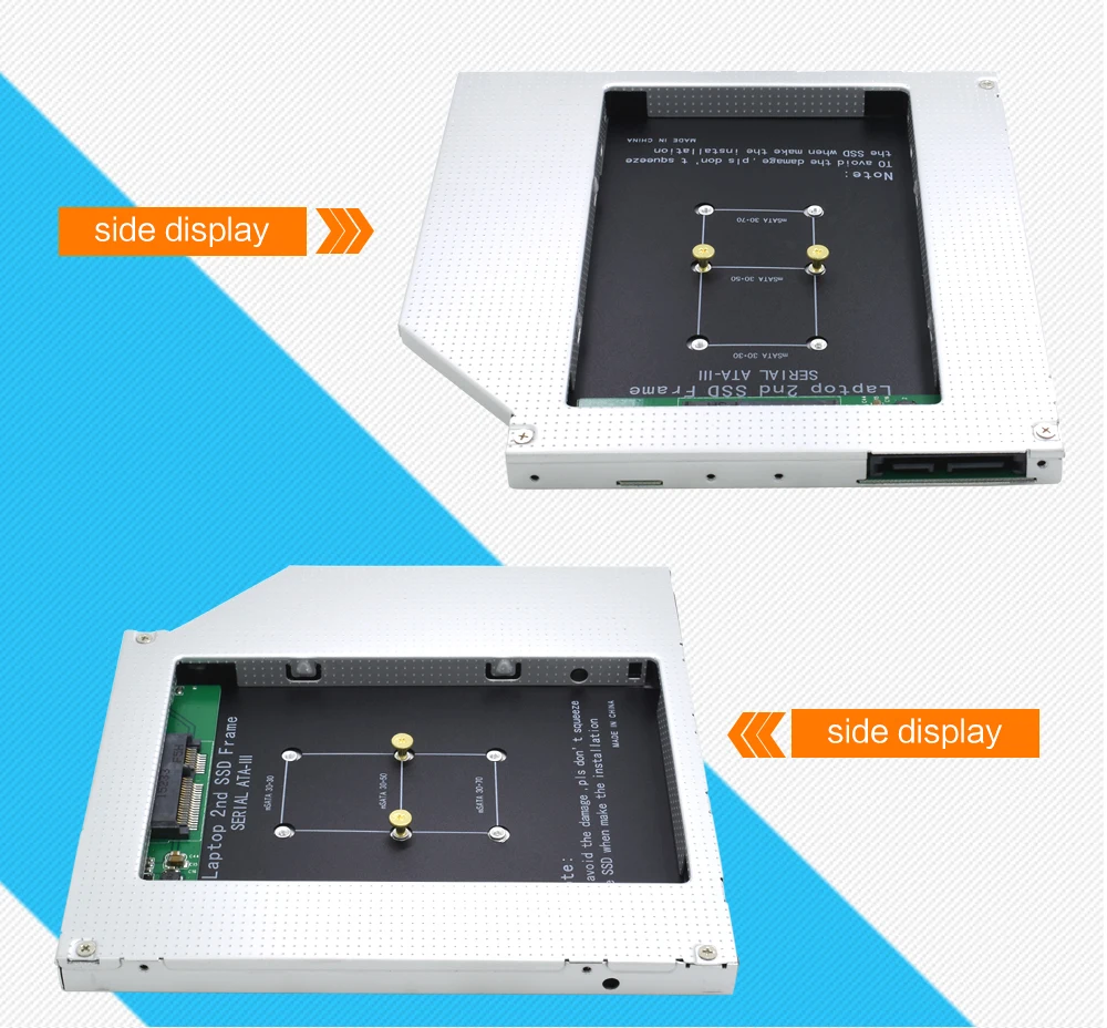 TISHRIC SATA 3,0 9,5 мм Caddy Корпус для MSATA 2nd HDD SSD жесткий диск адаптер для ноутбука DVD-ROM Алюминиевый Оптический отсек чехол