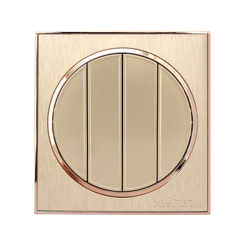 

86*86mm 1 Gang 2 Gang 3 Gang 4 Gang Household Interruptor Light Switch Luxary Gold Push Button Wall Switch