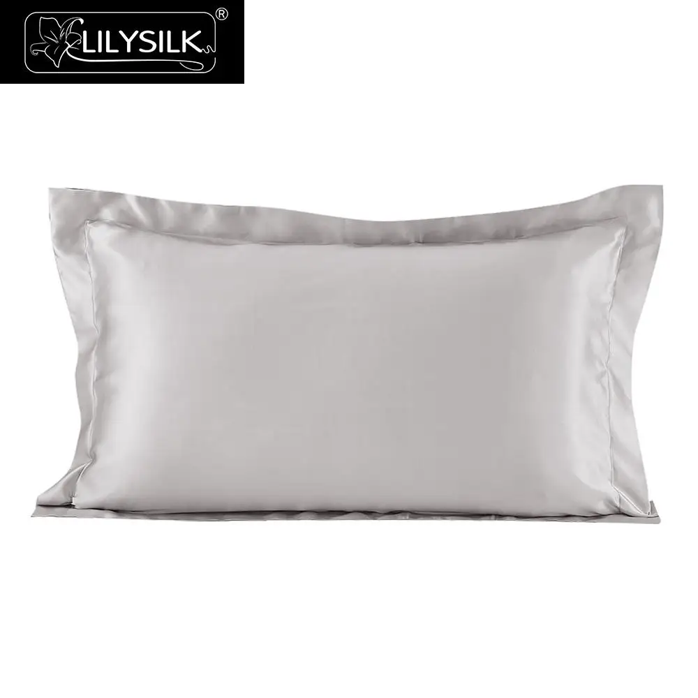 Silvergray Lilysilk шелковая наволочка с ушками натуральный шелк 19 Momme - Цвет: Silvergray