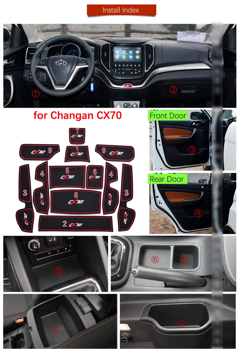 Противоскользящие ворота Слот коврик Coaster для Changan CX70 аксессуары 2016 2017 2018 чашки