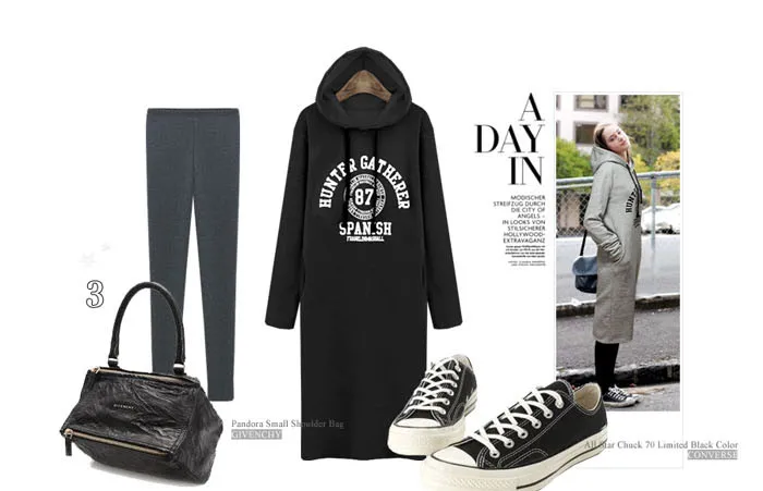 2016 осень зима Повседневное Для женщин длинные толстовки платье письмо печать