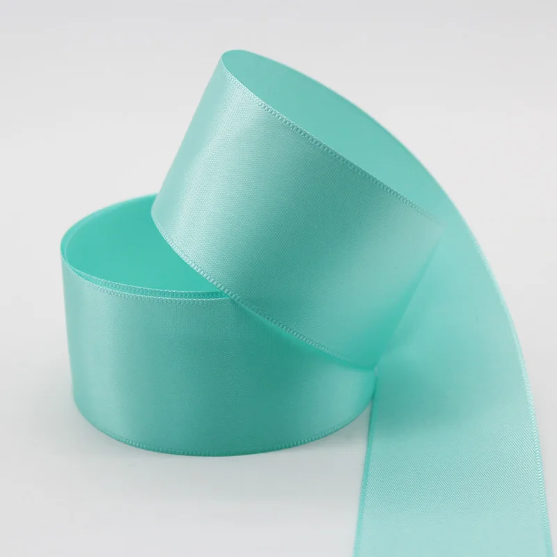 38mm Aqua 16 мм 19 мм 38 мм однолицевая атласная лента полиэстер тесьма для DIY Подарочная коробка обернутая Декор Аксессуары 5/" 3/4" 1,5 дюймов - Цвет: 38mm Aqua