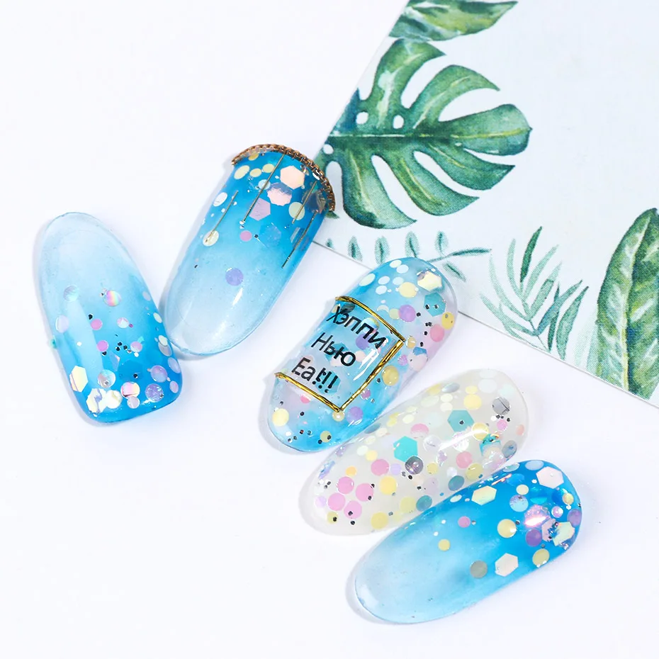 8 шт Красочные Блестки для ногтей порошок голографическая светящаяся пыль хром