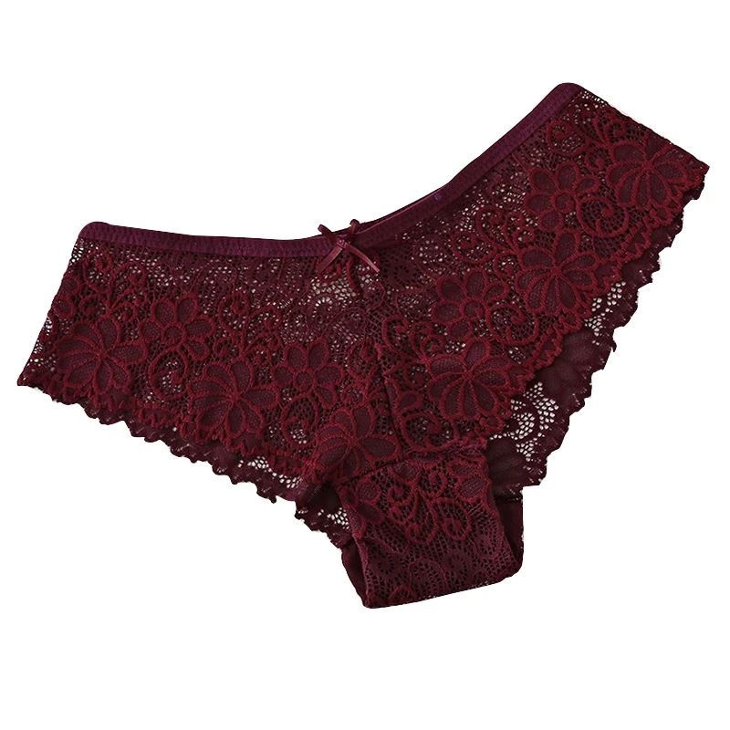 

New Fashion Panties Low Waist Hollow Out Lace Panties Breathable Cotton Flower Briefs Underwear Low-rise Women Lingerie Panties