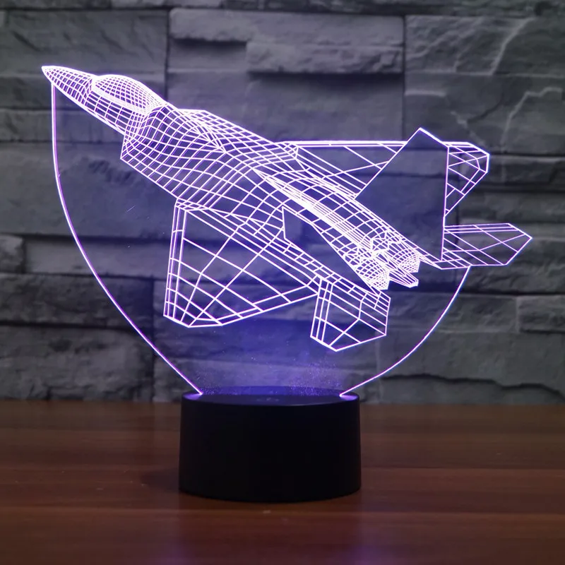 2016 Новый самолет 1 красочный 3D свет креативная сенсорная настольная лампа